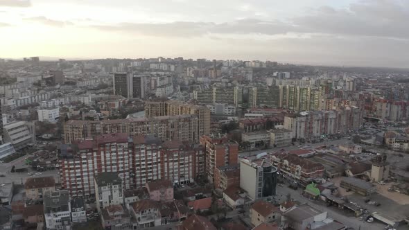 Aerial Drone City View Prishtina, Kosovo