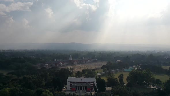 Aerial Hyperlapse Time Lapse Drone View of Indian Military Academy IMA Dehradun India