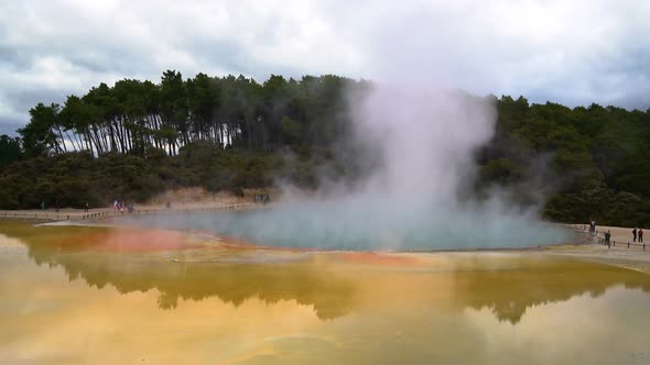 Thermal lake Champagne Pool at Wai-O-Tapu near Rotorua, New Zealand