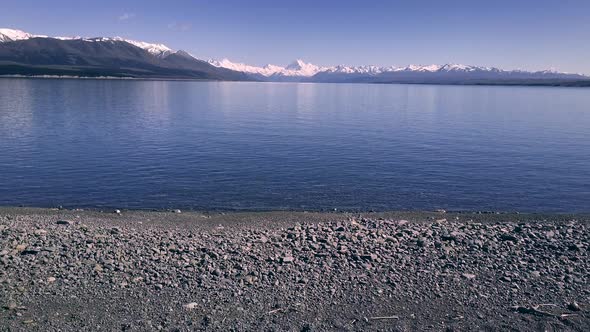 Shore of Lake Pukaki in New Zealand