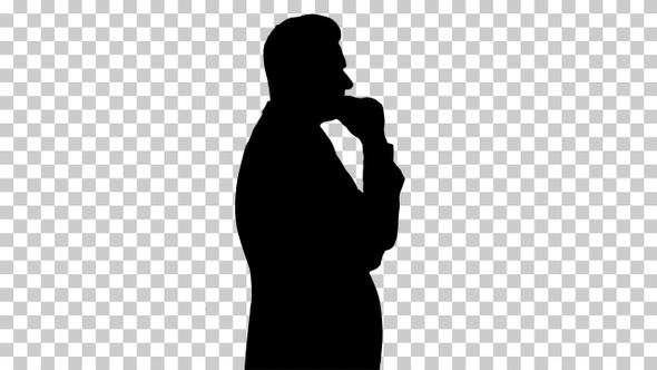 Silhouette Senior white businessman looking and checking