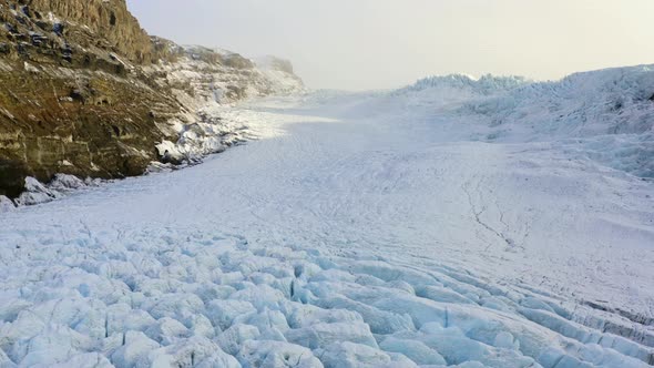 Drone Over Frozen Ice Of Vatnajokull Glacier