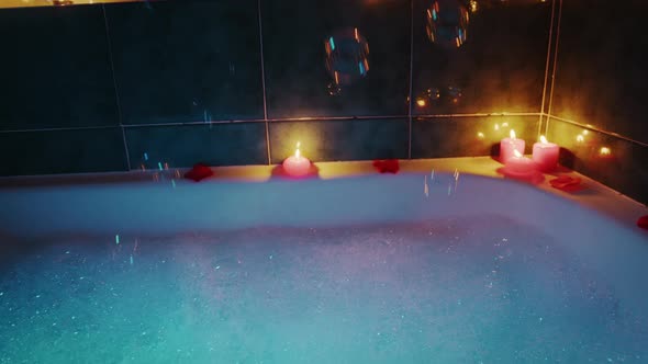 Soap Bubbles Fall Into a Romantic Bathtub