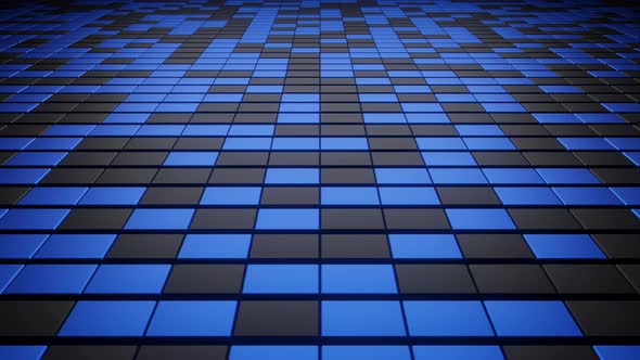 Digital Online Data Technology Background with Blue Square Pixels on the Grid
