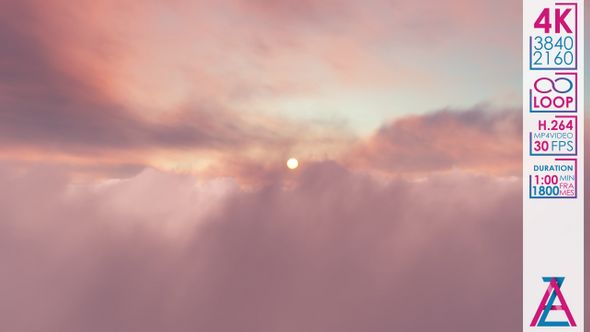 Flying Through Purple Gray Orange Clouds In The Sky alt