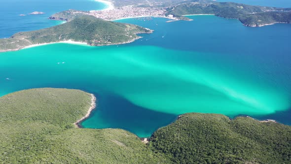 Stunning caribbean water of Coast city of Lakes Region of Rio de Janeiro Brazil