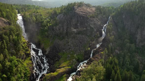 Latefossen Is One of the Most Visited Waterfalls in Norway and Is Located Near Skare and Odda