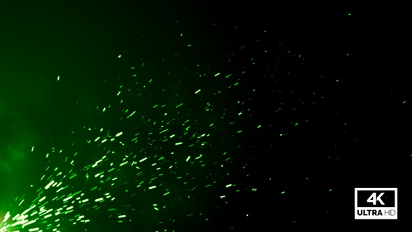 Flying Green Particles Embers Background V3