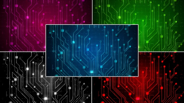 Electric Circuit Board Animation pack of 5 videos