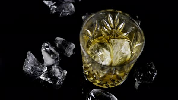 Beautiful  Video Composition with Ice and Whiskey