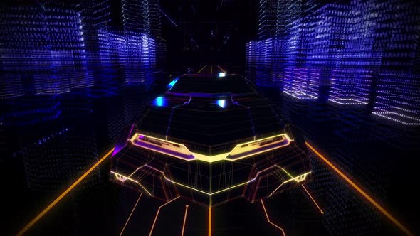 Futuristic 3d Model Hologram Of A Sci-fi Vehicle Driving In Cyberspace alt