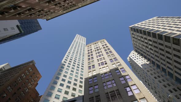 Low angle of skyscrapers and towers