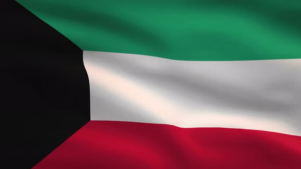 Kuwait Windy Flag Background 4K