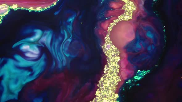 Psychedelic Spreading Paint Swirling And Explosion 