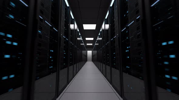 Powerful server room in modern data center