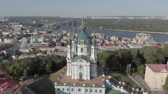 Aerial View of Kyiv St. Andrew's Church. Ukraine