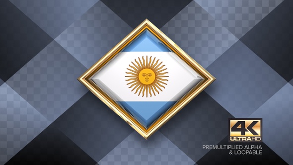 Argentina Flag Rotating Badge 4K Looping with Transparent Background