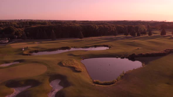 Sevaral Ponds on the Grass Field