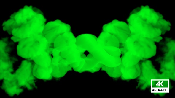 Slowly Revolving Green Smoke From Left And Right Side