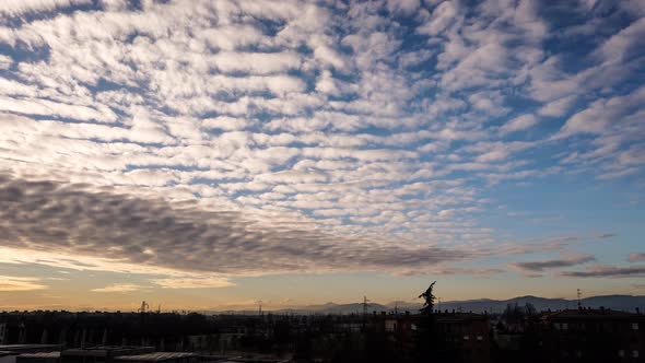 4K Time-lapse Very Calm Clouds at Sunrise Parma Italy