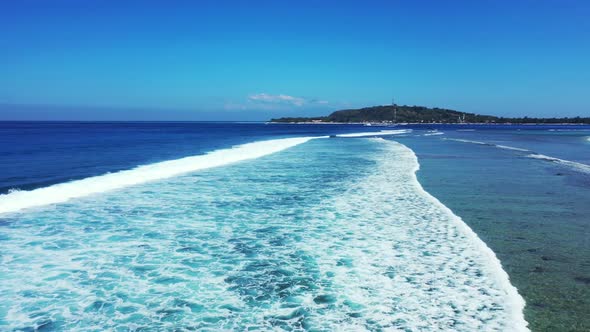 Aerial drone view abstract of beautiful resort beach break by blue green sea and clean sandy backgro