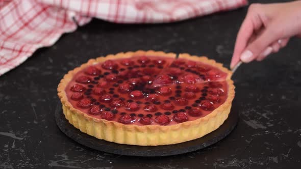 Berries Tart with Custard and Jelly.