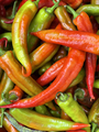 Close up top view of freshly harvested red and green chili peppers - PhotoDune Item for Sale