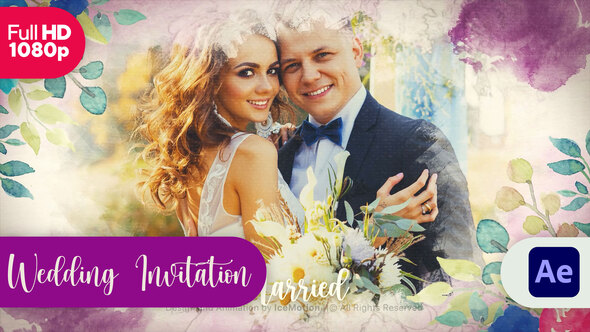 Watercolor Wedding Invitation || Wedding Slideshow alt