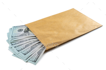 pe Isolated on White Background. Hundreds of Dollar Cash Banknotes. Selective Focus. Business, Finance, Bank, Currency, Economy, Wealth Concept