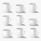 10 Mugs Shapes - white ceramic cups with different forms and sizes - 3DOcean Item for Sale