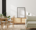 modern living room with furniture and poster frame mockup, home interior design, 3d rendering - PhotoDune Item for Sale