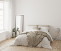 Bedroom interior mockup in parisian and scaninavian style, 3d rendering - PhotoDune Item for Sale