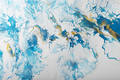 Fluid acrylic painting in blue and gold colors - PhotoDune Item for Sale