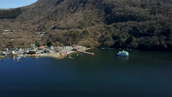 Commuter Boat Docking on Lake Ashi in Hakone