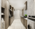 white minimal kitchen with wood decoration and laundry - PhotoDune Item for Sale