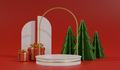 Merry Christmas banner with product display cylindrical shape. - PhotoDune Item for Sale