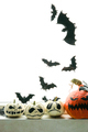 Happy Halloween background with pumpkins and bats. - PhotoDune Item for Sale