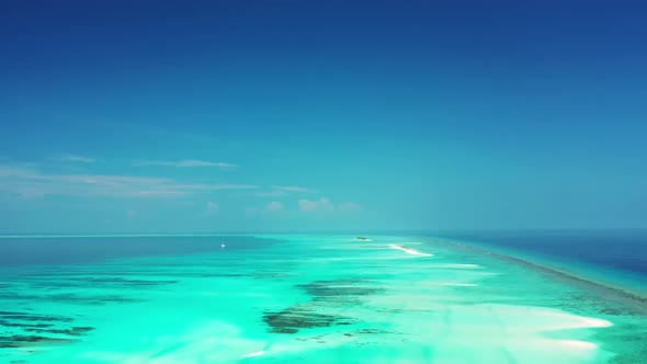 Aerial abstract of marine lagoon beach voyage by blue sea with white sand background of journey near