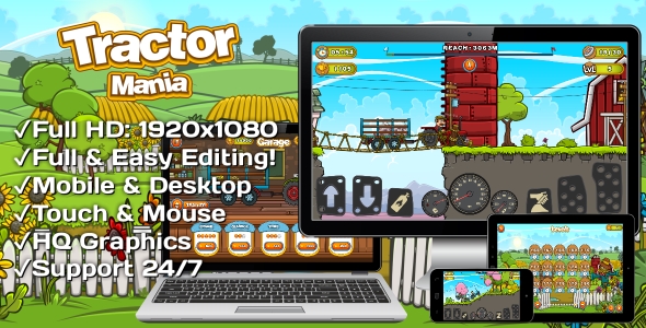 Tractor Mania - HTML5 Premium Game + Mobile Version! (Construct 3)