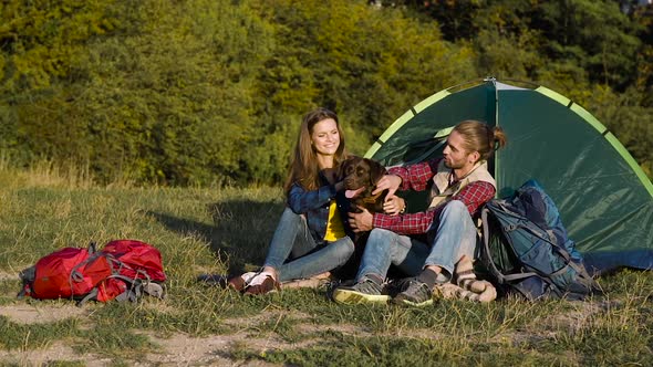 People Traveling To Nature, Couple Near Camp