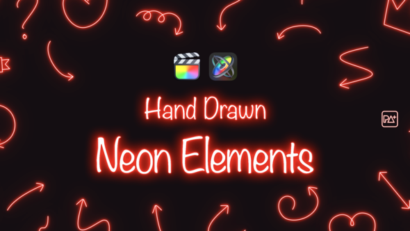 Hand Drawn Neon Elements For Final Cut Pro X alt