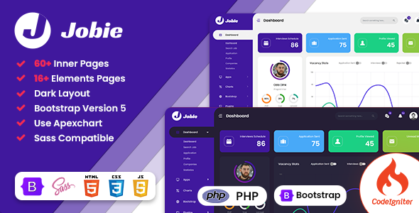 Jobie - Job Portal Codeigniter & Bootstrap Admin Dashboard