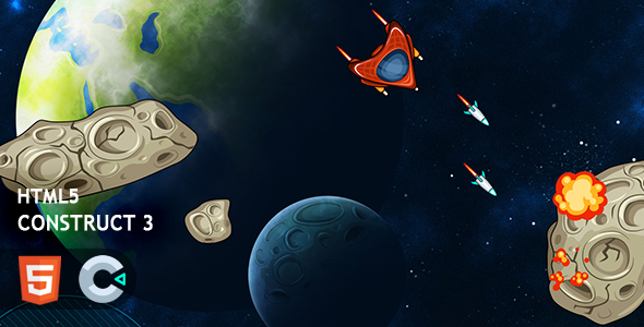 Asteroids Crusher Construct 3 HTML5 Game