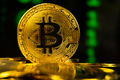 Bitcoin BTC with binary code blockchain technology background - PhotoDune Item for Sale
