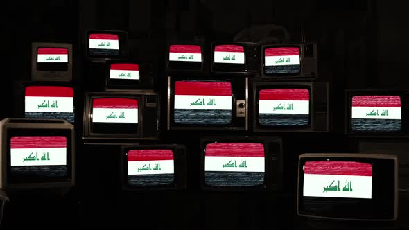 Flag of Iraq and Vintage TVs.