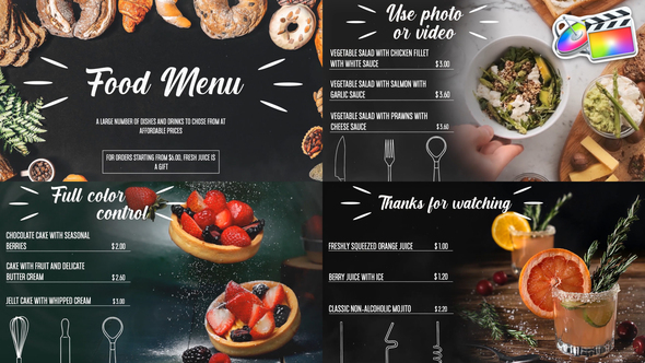 Food Menu Slideshow for FCPX