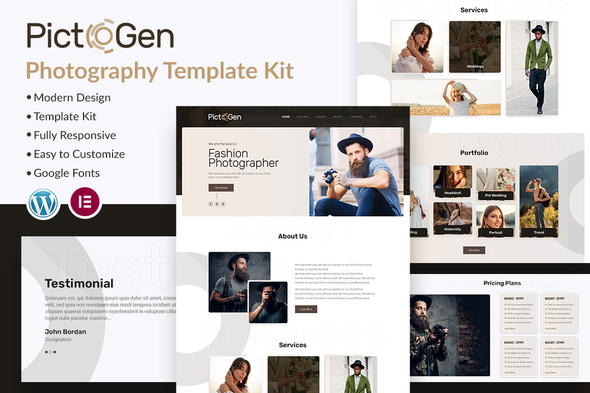 Pictogen -  Creative Photography Elementor Template Kit