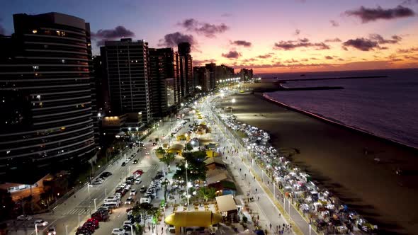 Travel destination. Sunset at downtown Fortaleza Ceara Brazil.