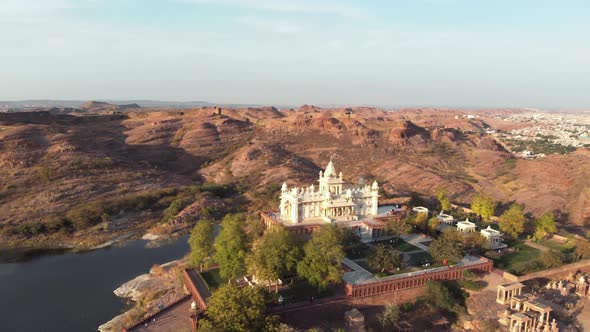 Panoramic of Jaswant Thada cenotaph outside city grounds in Jodhpur, Rajasthan, India