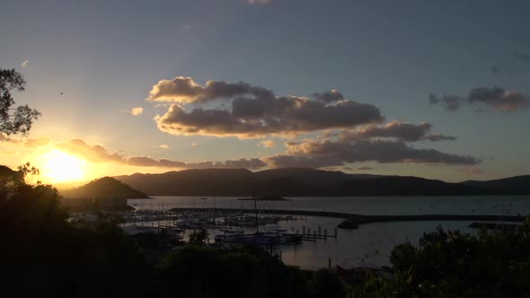 Sunset time lapse from the harbor at Airlie Beach